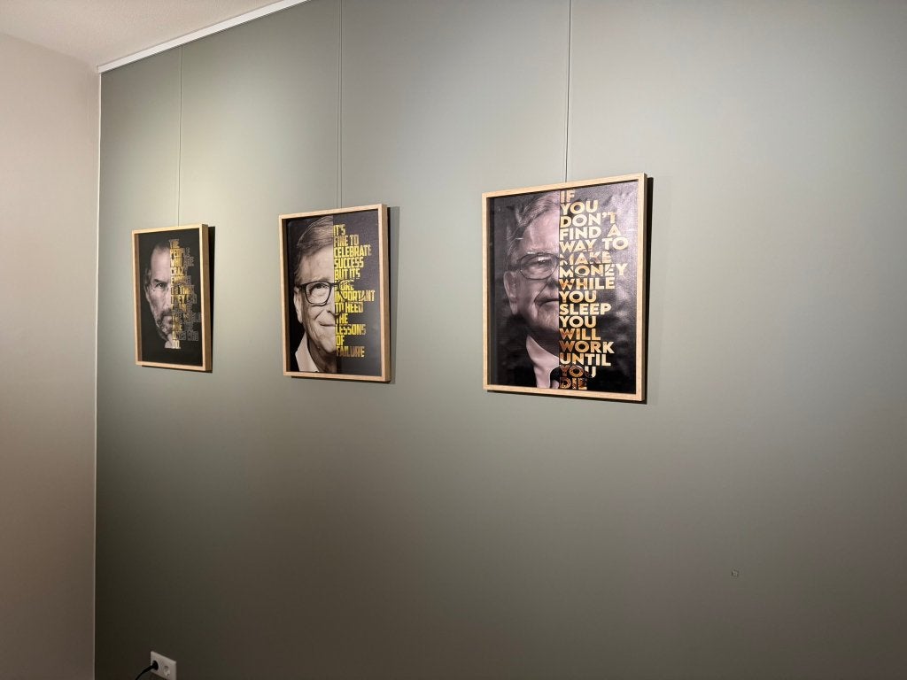 Warren Buffet + Steve Jobs + Bill Gates Canvas Art + lijsten, 42 cm, Bruin, 52 cm, Zo goed als nieuw