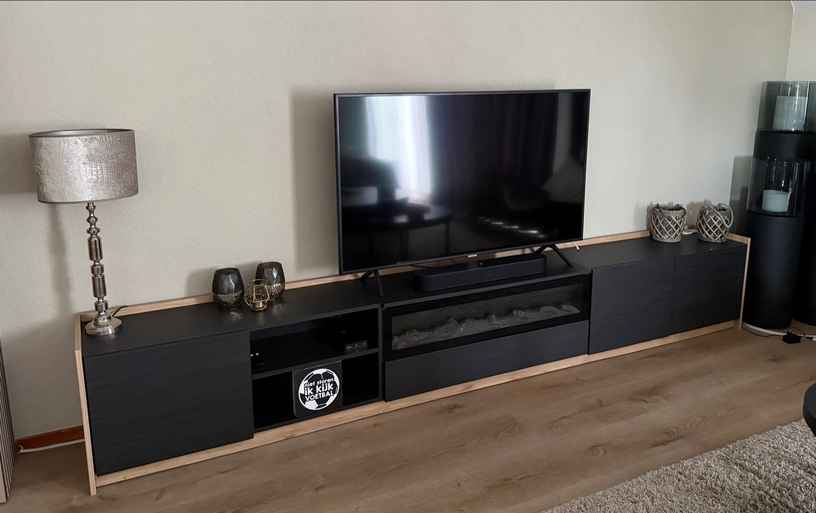 Skraut TV-meubel met elektrische haard en opbergruimte, Ophalen, Zo goed als nieuw, 200 cm of meer, Minder dan 100 cm