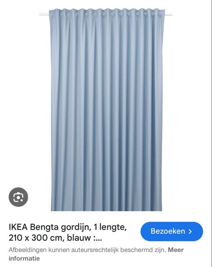 3 Gratis IKEA Bengta Gordijn Blauw 210x300 cm, Ophalen, Zo goed als nieuw, Gordijn, Polyester