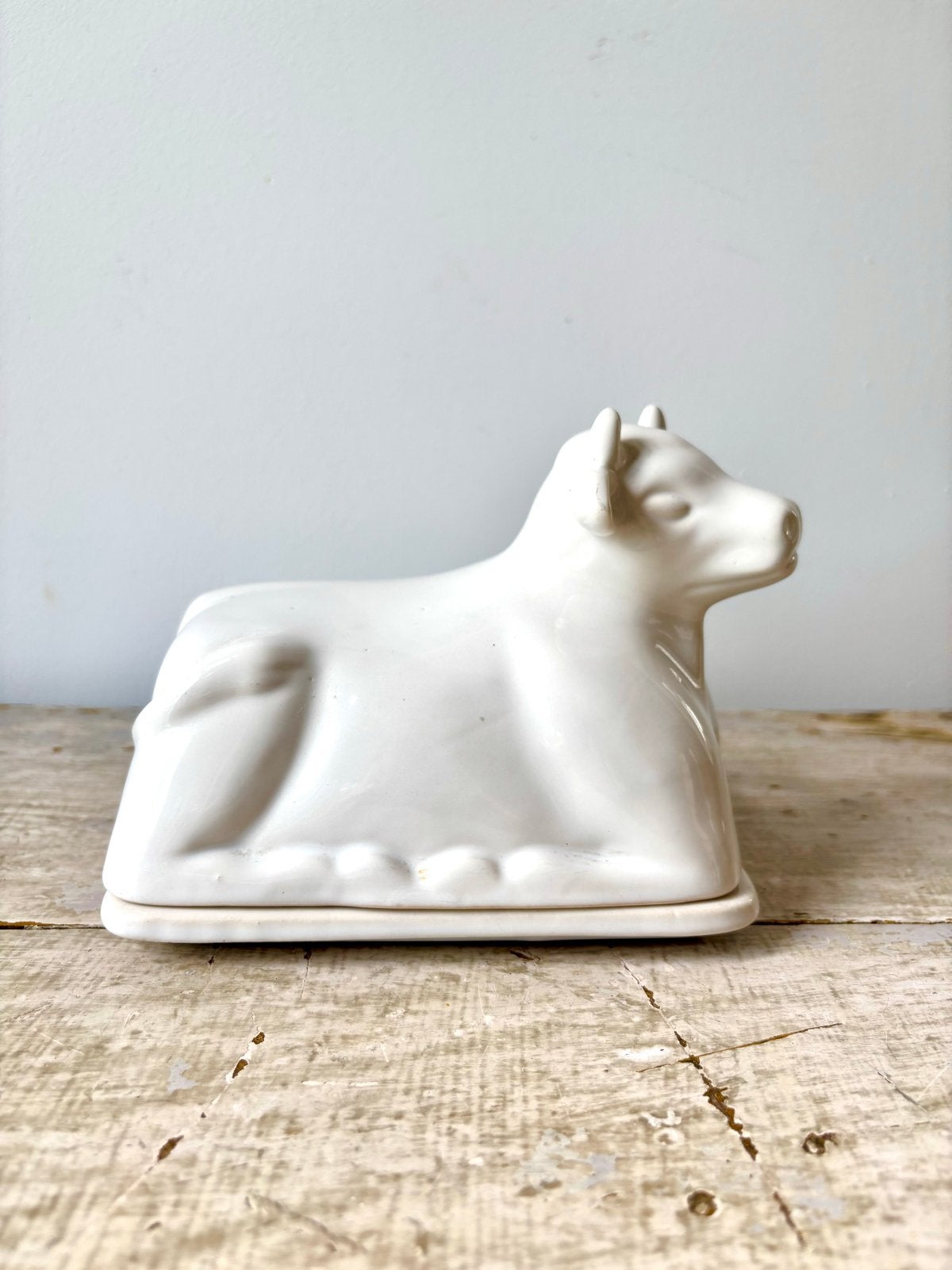 Vintage Keramieken Koe Botervloot - Wit, Antiek en Kunst, Ophalen of Verzenden