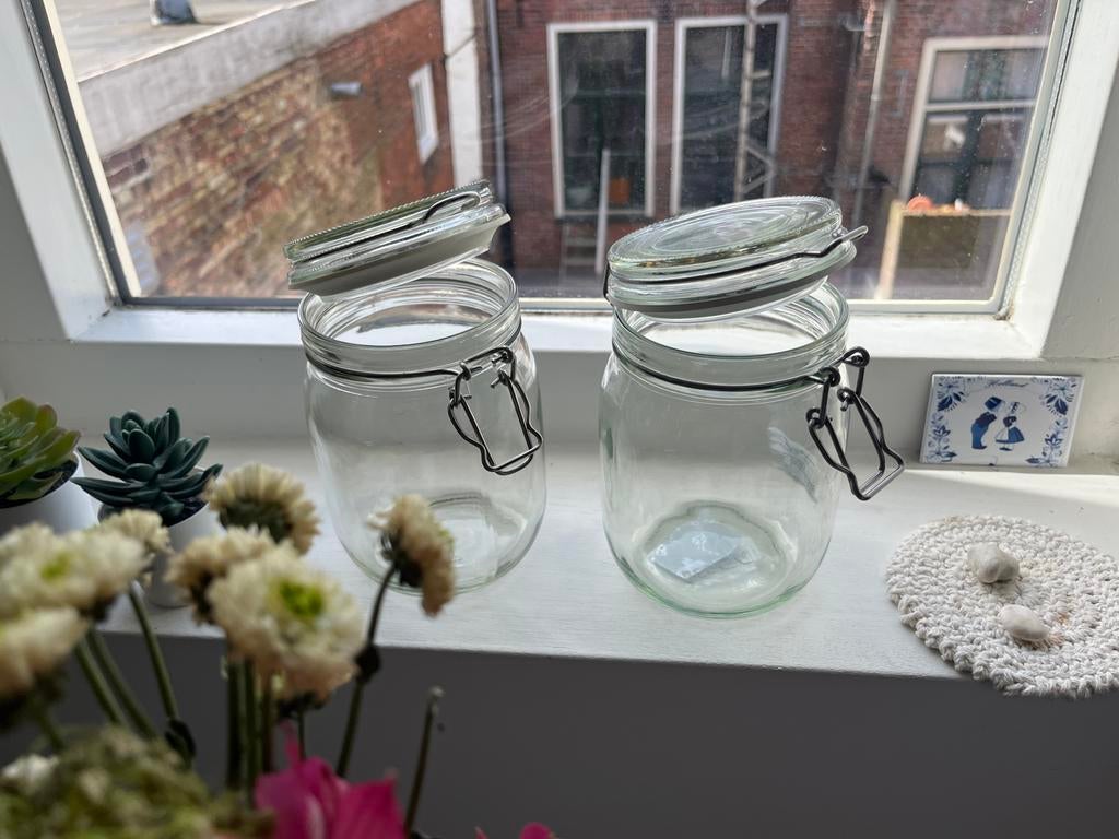 Twee IKEA voorraadpotten van glas, Ophalen, IKEA, Voorraadpot, Glas