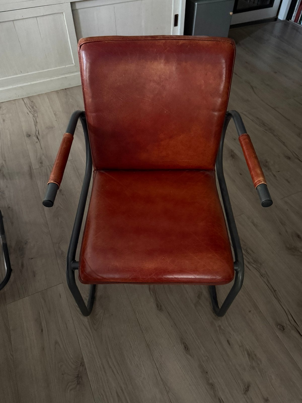 (Eet)tafelstoelen 6x van Loods5. Buffelleder., Ophalen, Minder dan 50 cm, Leer, Zo goed als nieuw