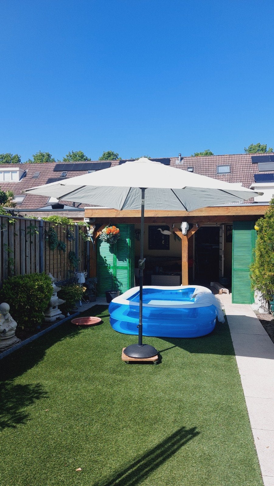 Parasol ecru, Tuin en Terras, Parasols, Ophalen, Gebruikt