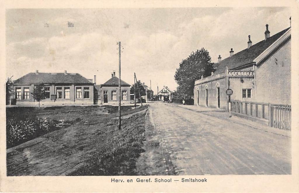 Smitshoek Herv. en Gereformeerde School 1928 Barendrecht, Verzamelen, Ansichtkaarten | Nederland, Verzenden, 1920 tot 1940, Gelopen