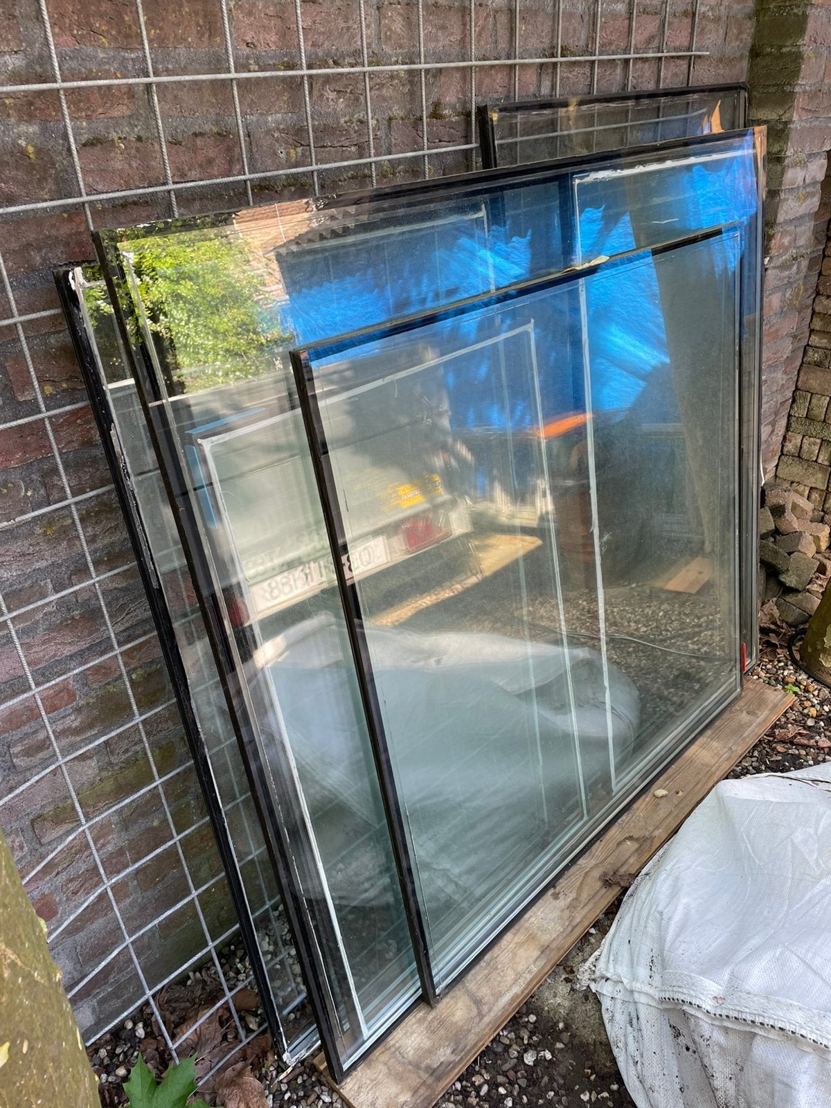 Dubbel glas voor kas of tuinhuis, Doe-het-zelf en Verbouw, Ophalen, Gevelraam of Ruit, Gebruikt, 80 tot 120 cm