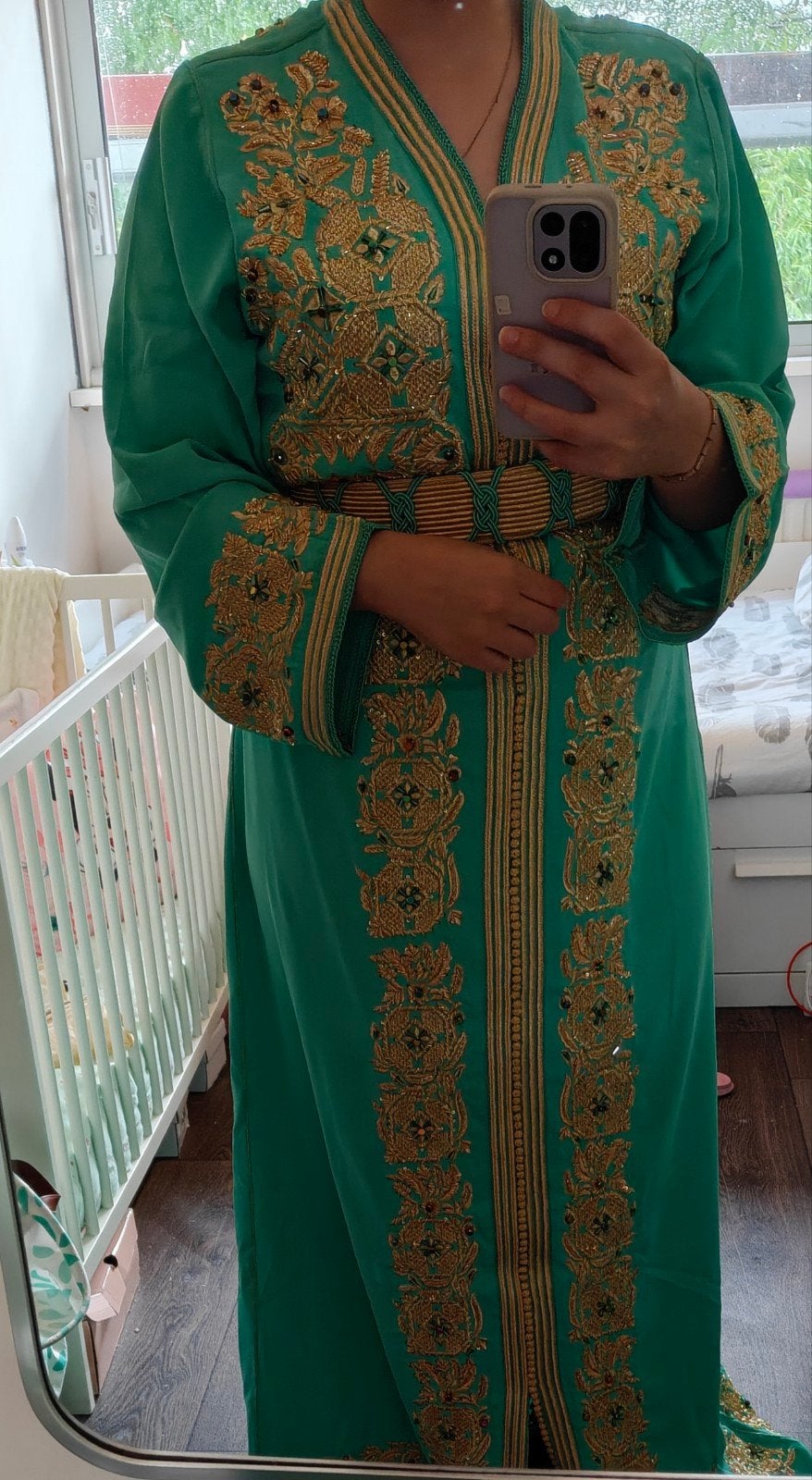 Prachtige Marokkaanse Kaftan met Riem - Maat M/L, Maat 42/44 (L), Ophalen of Verzenden, Zo goed als nieuw, Onder de knie