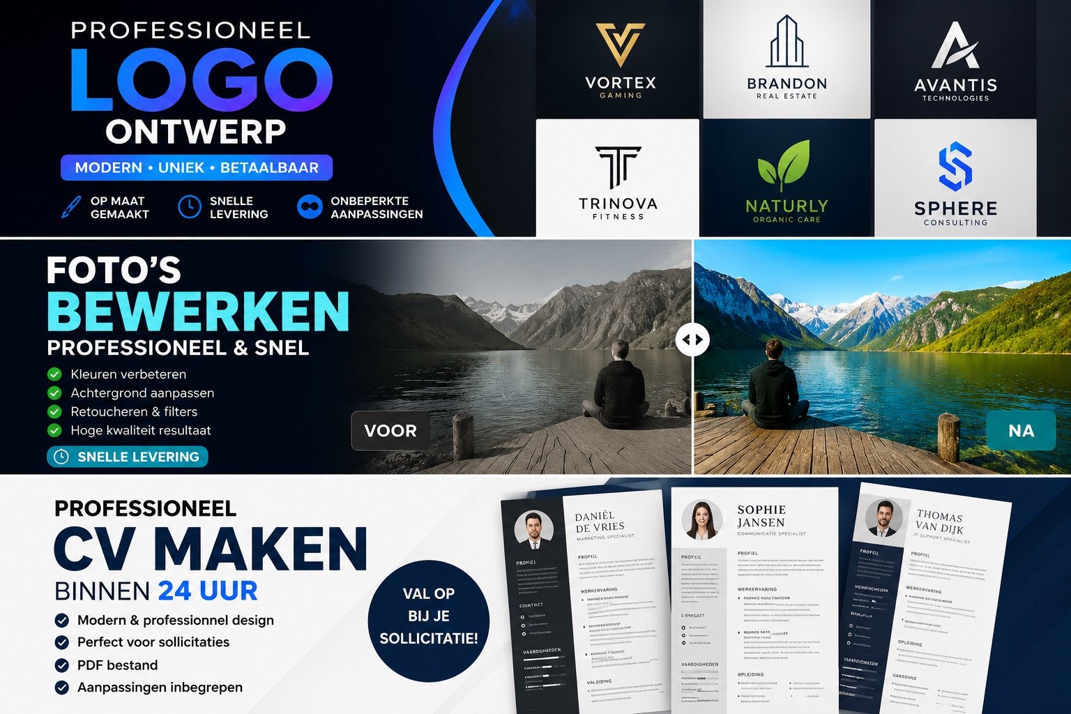 Logo’s, Foto Bewerking & Professionele CV’s, Diensten en Vakmensen, Film- en Videobewerking, Montage of Bewerking