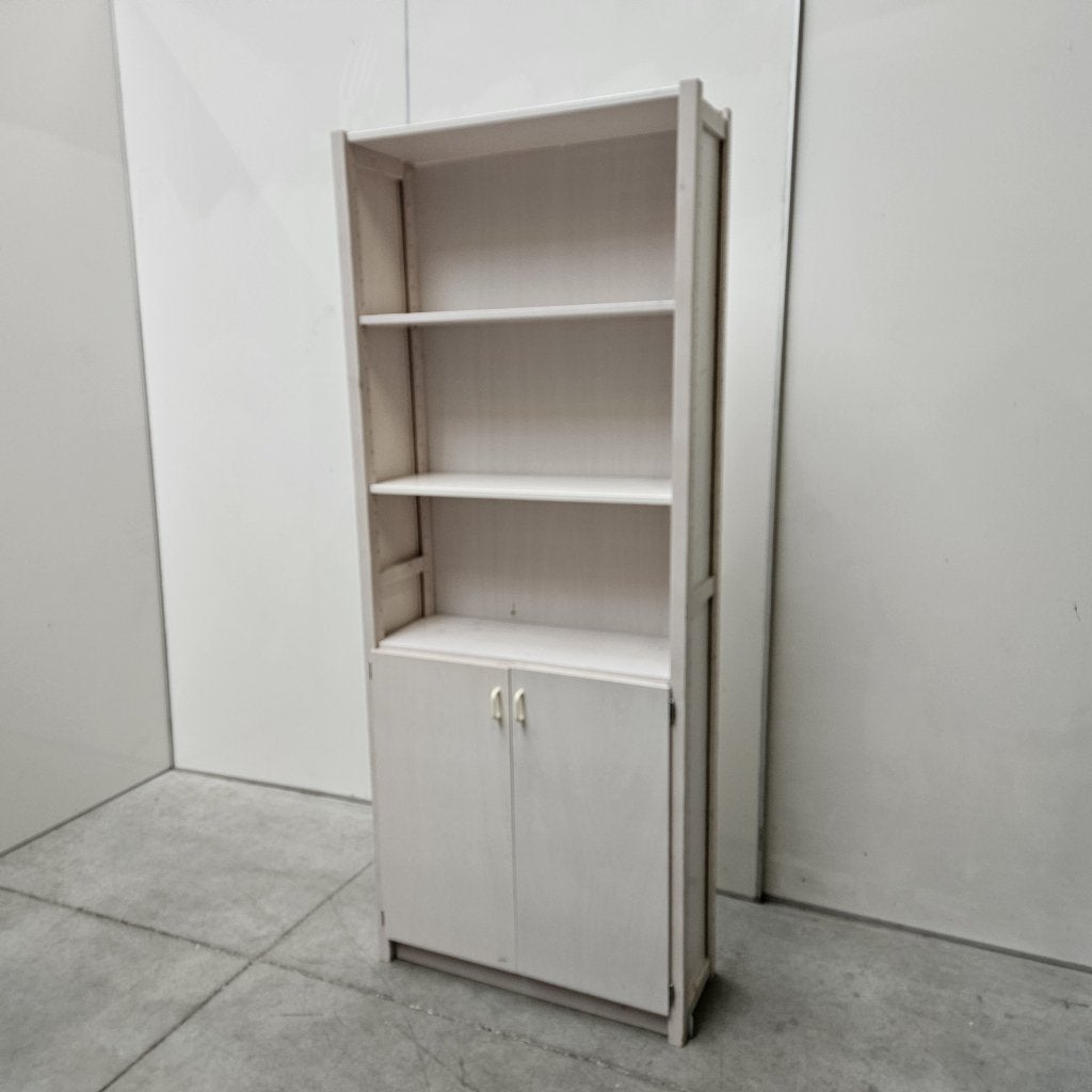 Massief hout lundiakast met deuren white-wash - 209x84x30 c, Niet ingevuld, Gebruikt, Niet ingevuld, Niet ingevuld