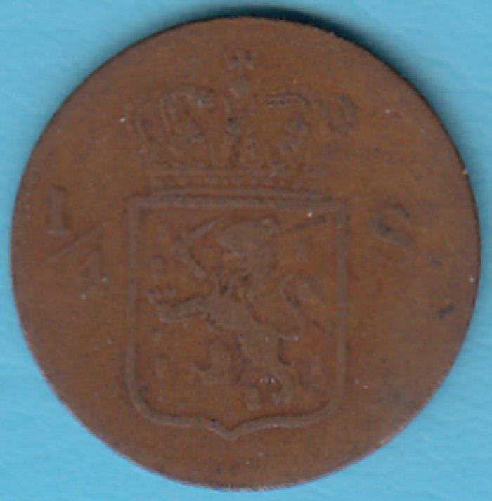 Nederlands-Indië 1/4 Stuiver 1826, Scho. 647 in munthouder, Ophalen of Verzenden, Vóór koninkrijk, Overige waardes, Losse munt