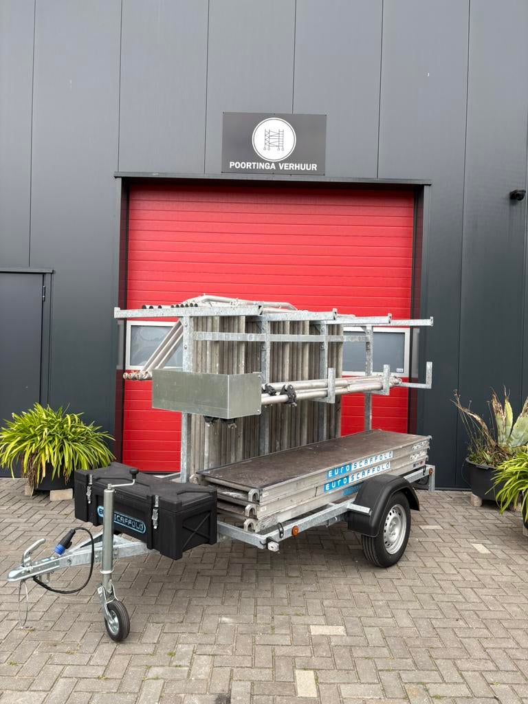 Euroscaffold rolsteiger set te koop 9.2 m wh, Doe-het-zelf en Verbouw, Steigers, Ophalen, Gebruikt, Poortinga, 5 meter of hoger
