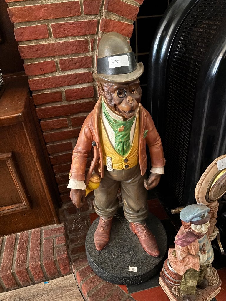 Vintage decoratief beeld aap monkey dandy butler, Antiek en Kunst, Kunst | Beelden en Houtsnijwerken, Ophalen of Verzenden