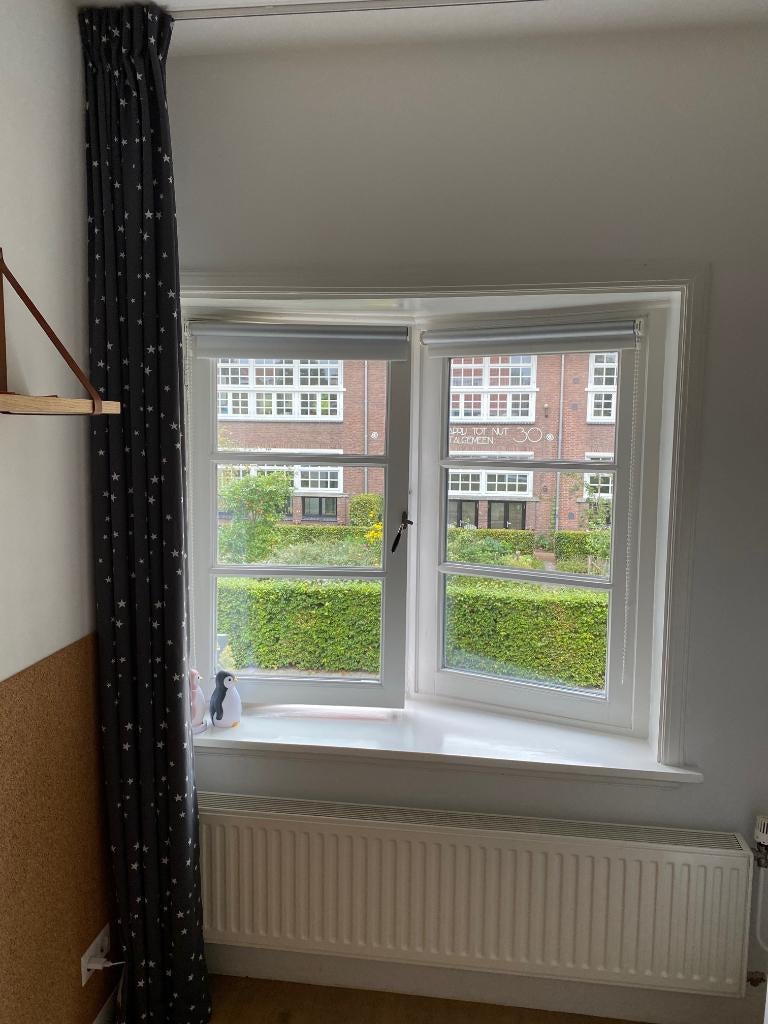 Gordijnen kinderkamer grijs met sterren, Ophalen, Gebruikt, 200 cm of meer, 200 cm of meer
