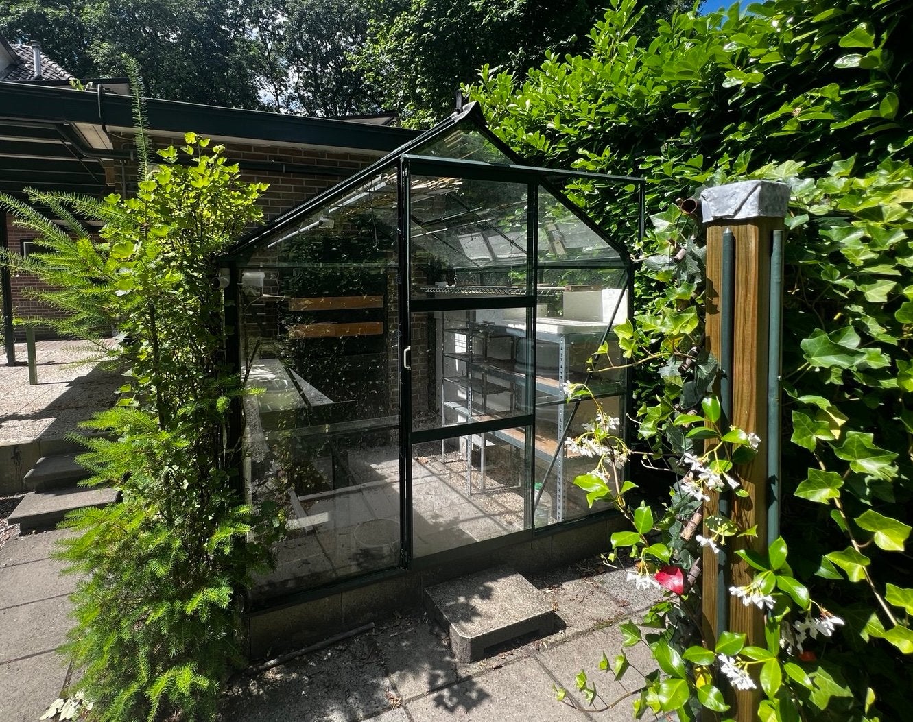 Stevige glazen kas, Tuin en Terras, Kassen, Ophalen, Glas, Zo goed als nieuw, Aluminium