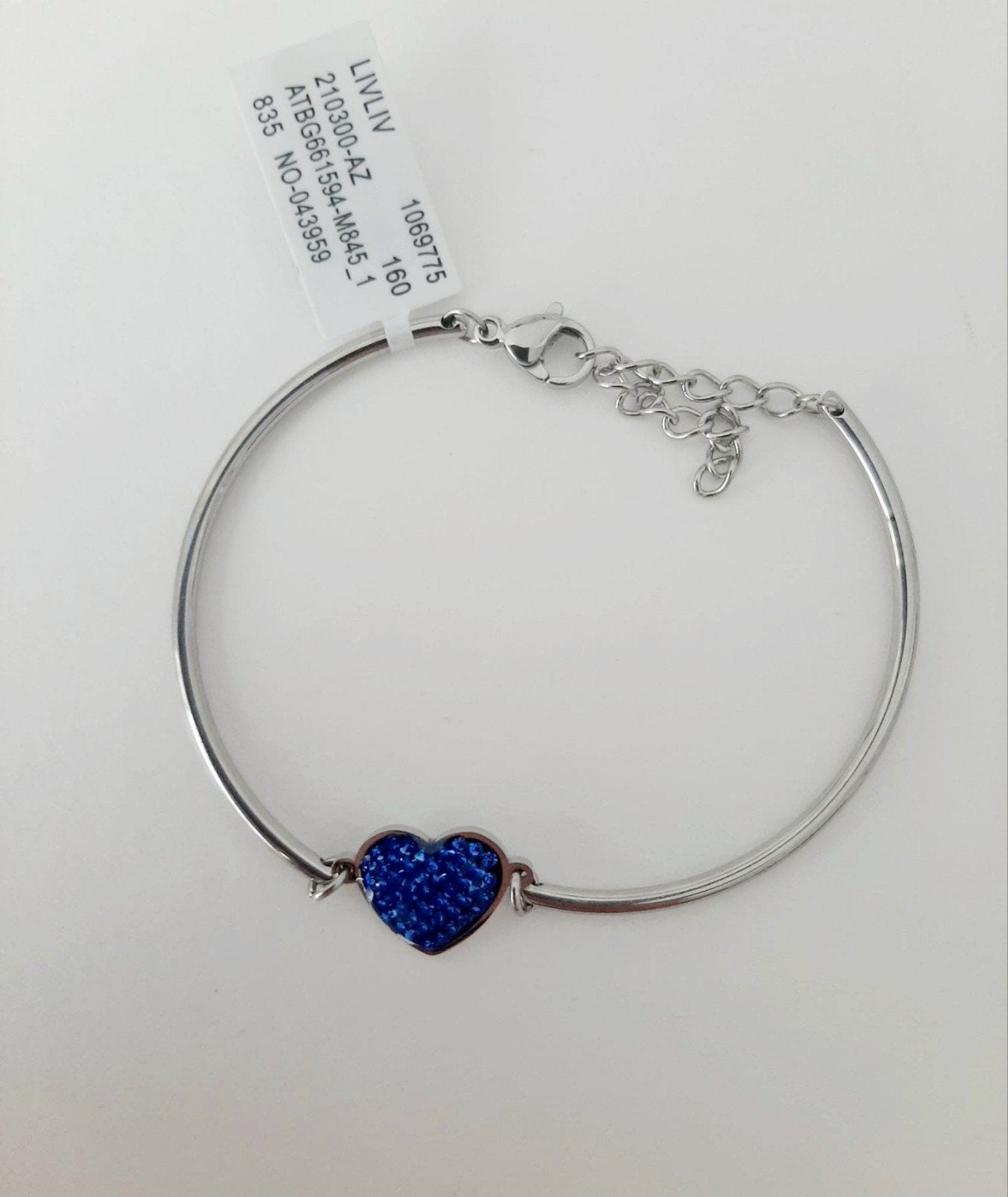 Livliv Armband met Blauw Hartje en Strass Lucardi, Overige materialen, Nieuw, Ophalen of Verzenden, Zilver