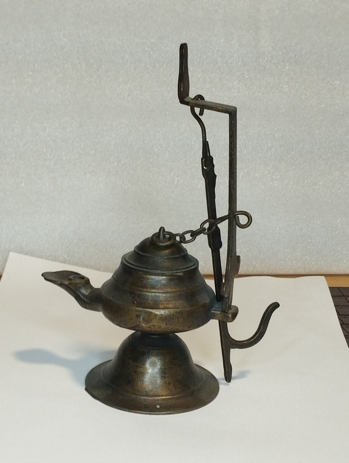 Oude bronzen olielamp, Antiek en Kunst, Ophalen of Verzenden