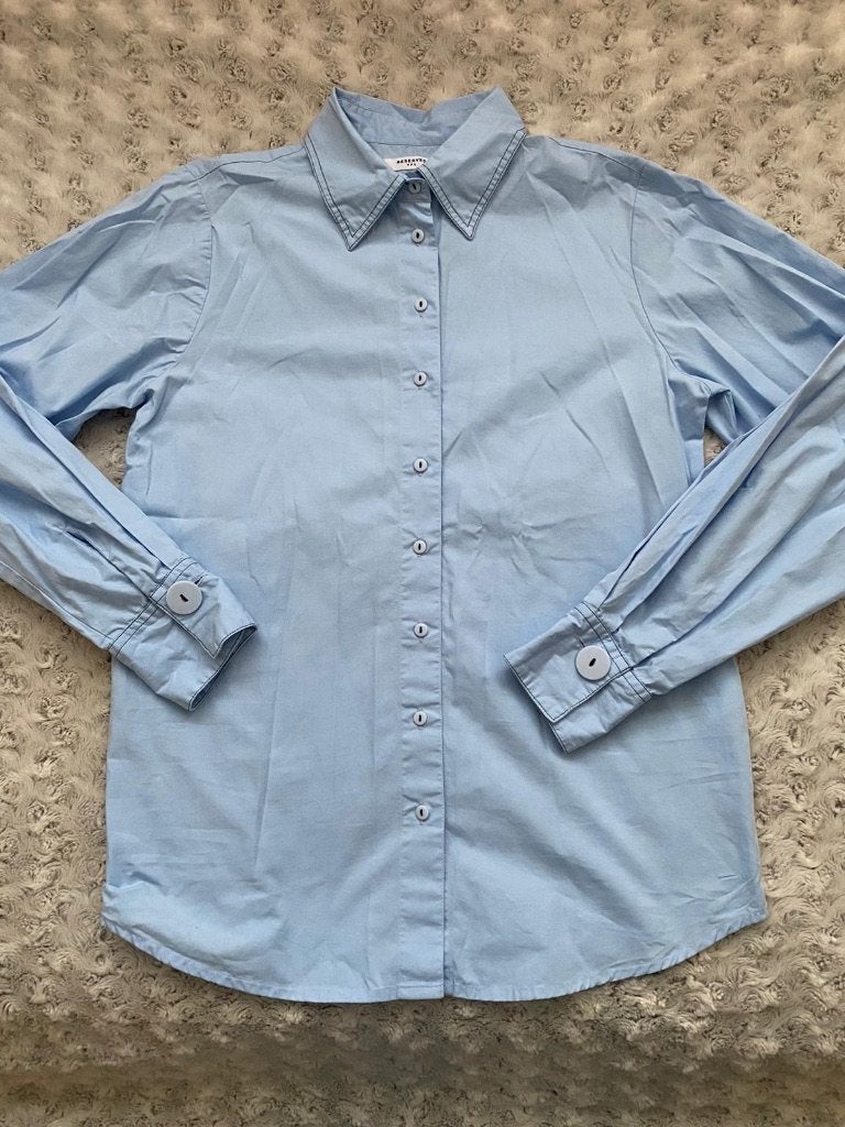 Leuke blouse merk RESERVED maat 36 aparte details, Ophalen of Verzenden, Gedragen, Maat 36 (S), Blauw