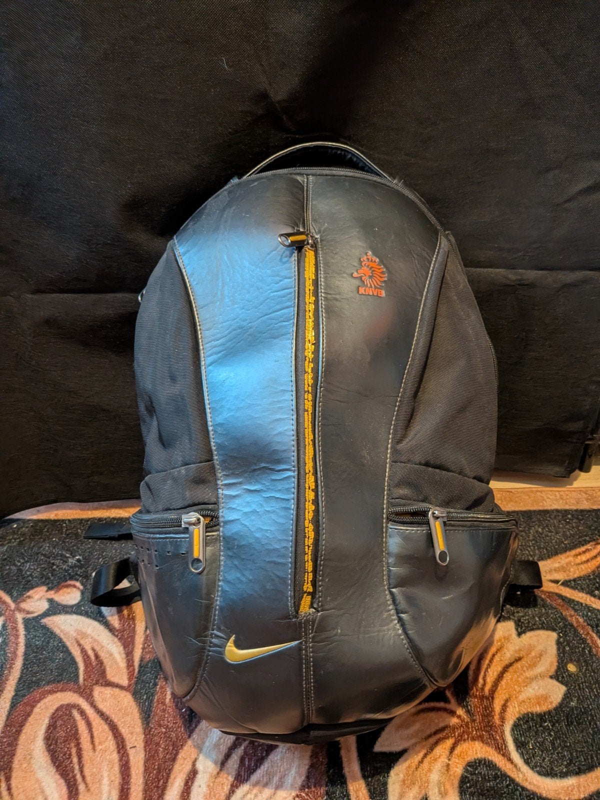 Nederlands Elftal Rugzak Echt Leer 2002/2004 Nike KNVB, Ophalen of Verzenden, Gedragen, Zwart, Nike