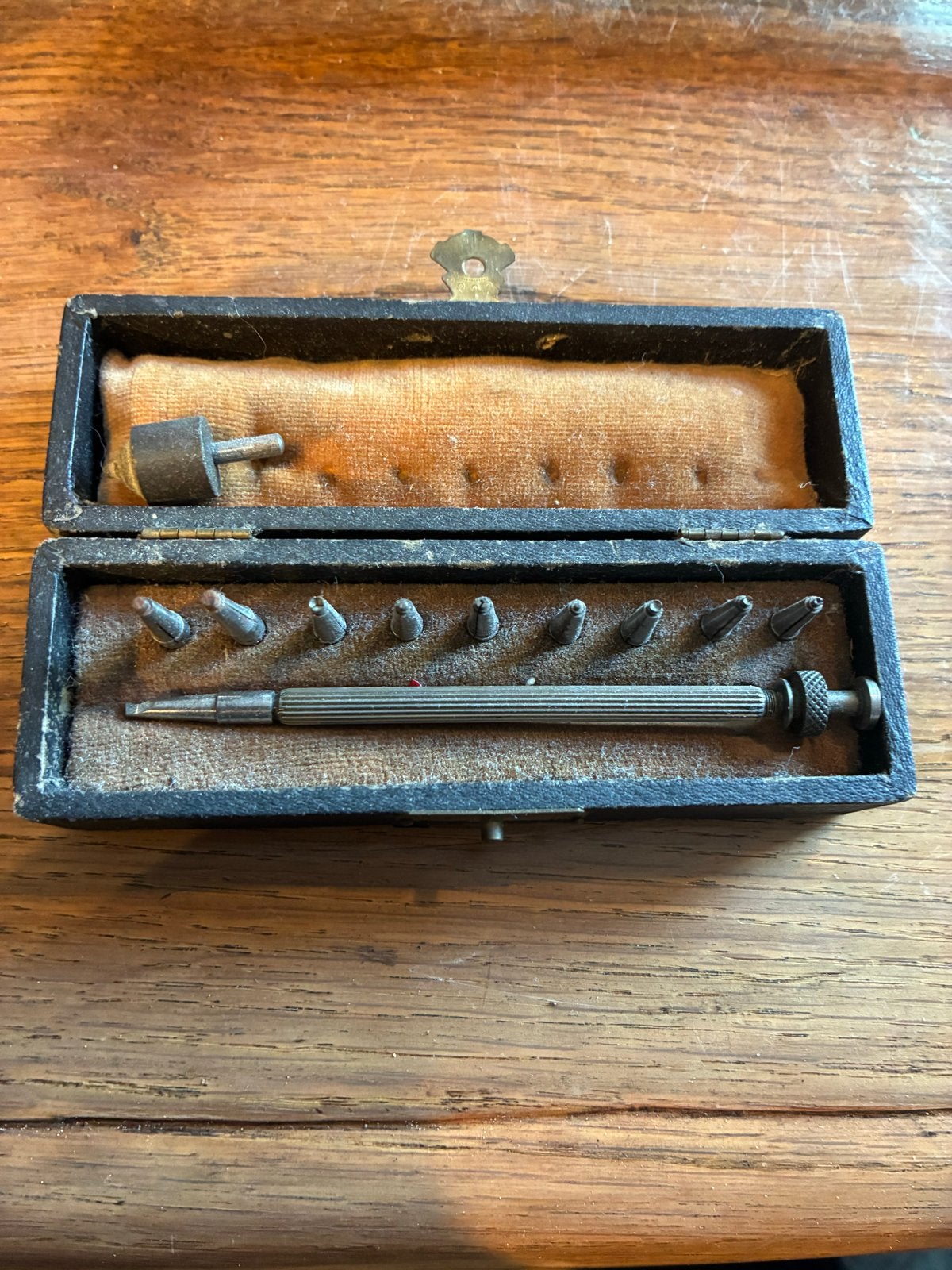Antieke precisieschroevendraaierset in doosje, Ophalen of Verzenden