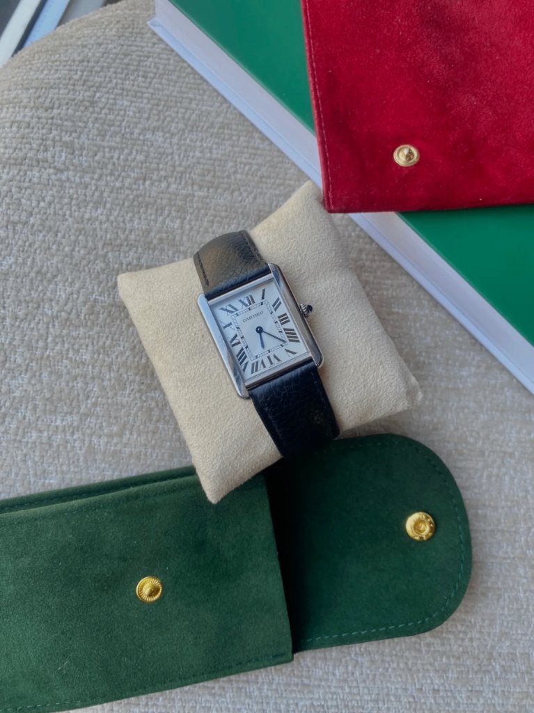 Cartier Tank Solo ref. WSTA0030 Full Set + garantie, Overige merken, Leer, Staal, Polshorloge