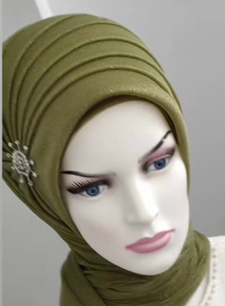 Elegante Hijab met Plooien en Strass - Diverse Kleuren, Kleding | Dames, Ophalen of Verzenden, Nieuw