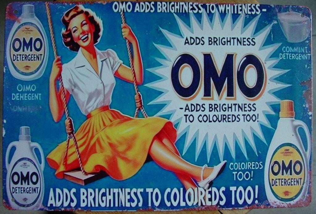 OMO REKLAME -METAAL-, Ophalen of Verzenden, Gebruikt, Reclamebord
