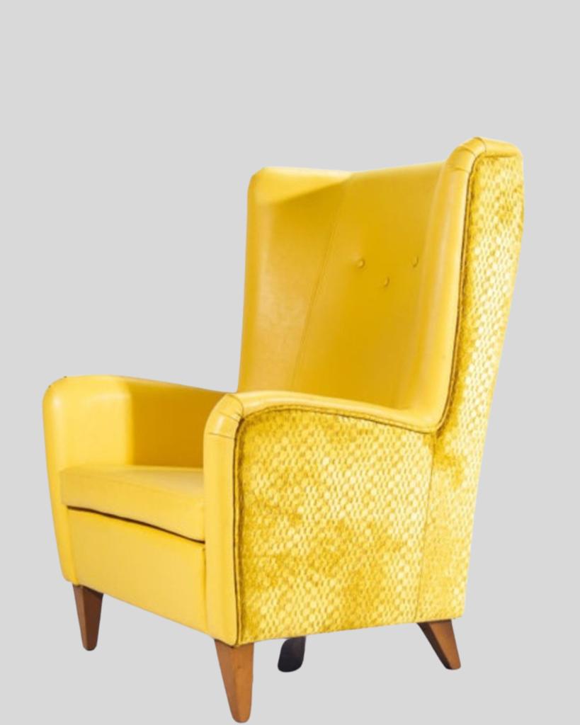 vintage style oorfauteuil Satelliet  gele, Tweepersoons, 75 tot 100 cm, Ophalen of Verzenden, Zo goed als nieuw