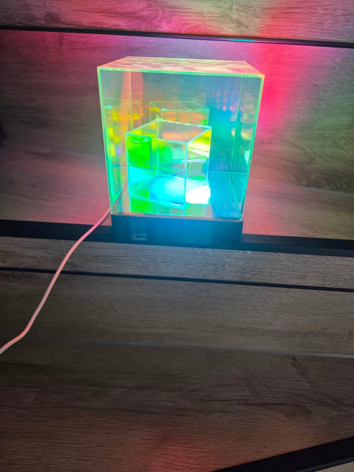 RGB LED Kubus Lamp, Gebruikt, Kunststof, Meerkleurig, Overige fittingen
