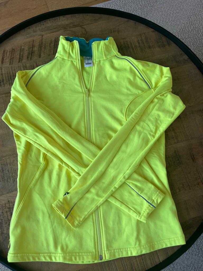 Decathlon B'Twin Fietsjack/sportkack Maat M - Neon Geel, Kleding | Dames, Sportkleding, Zo goed als nieuw, Hardlopen of Fietsen