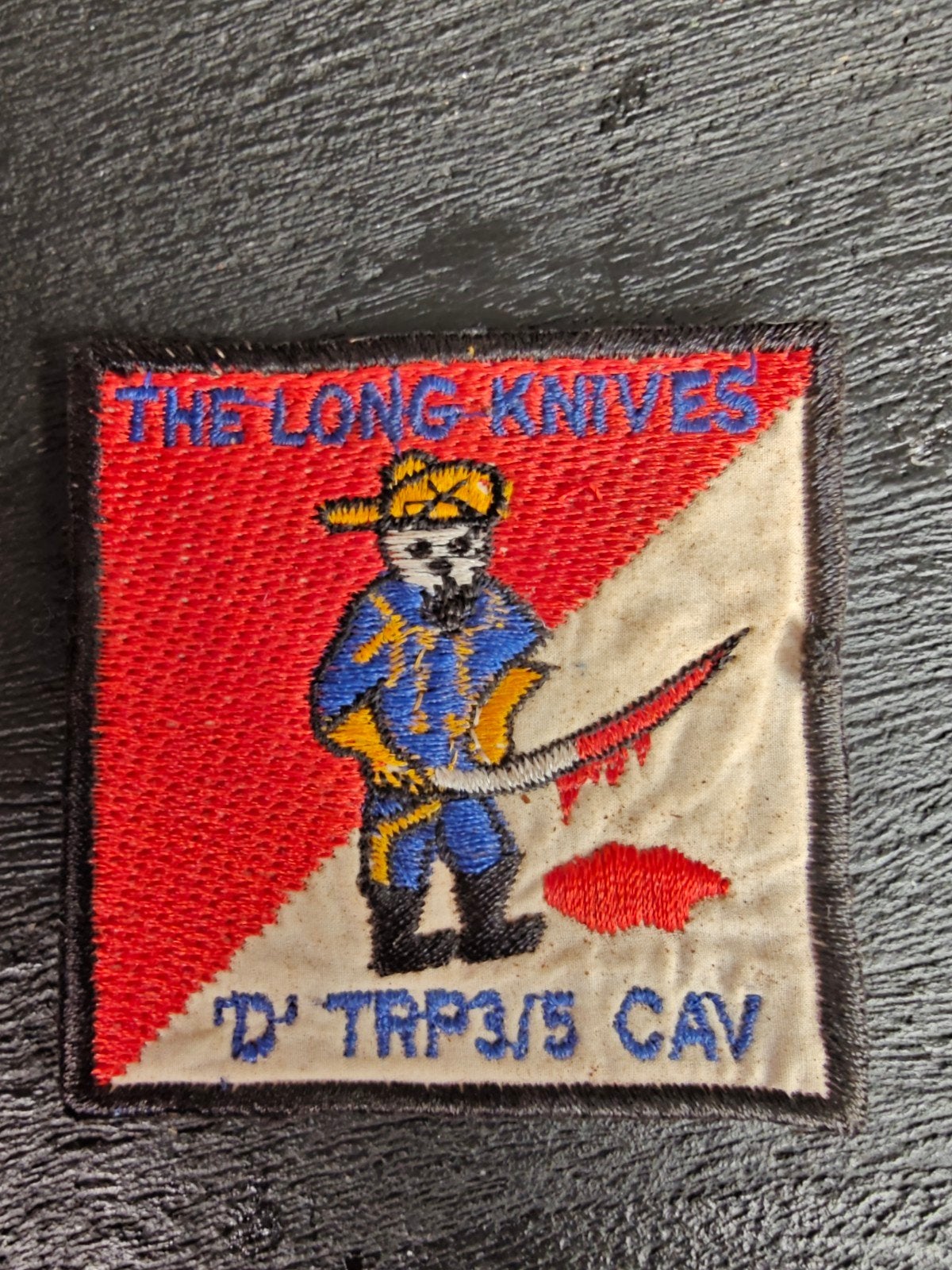patch , the long knives , d troop 3/5 cavalry squadron ... U, Verzamelen, Ophalen of Verzenden, Luchtmacht, Nederland, Embleem of Badge