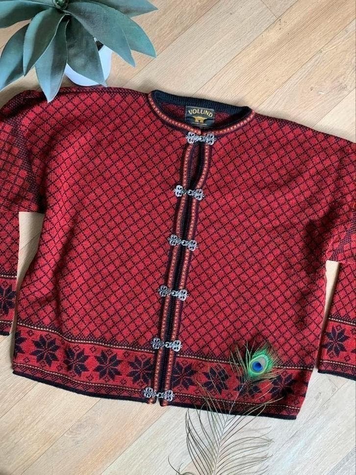 Volund Norway wollen vest L bohemian wool cardigan, -, -, Maat 42/44 (L), Nieuw