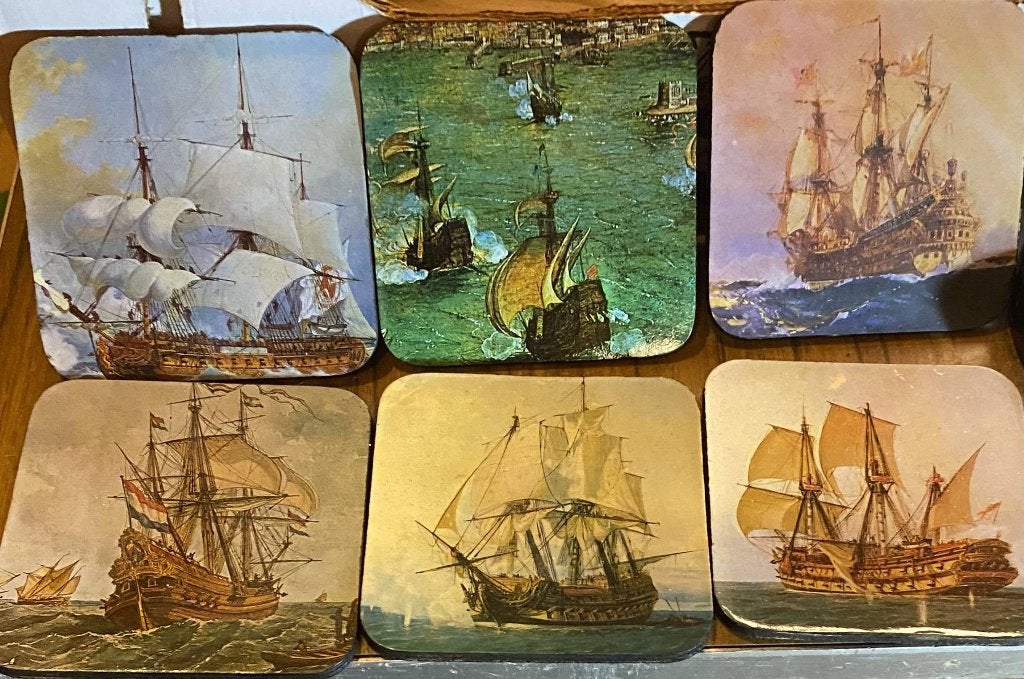 Onderzetters met oude zeilschepen. VOC, Ophalen of Verzenden, Zo goed als nieuw, Kurk