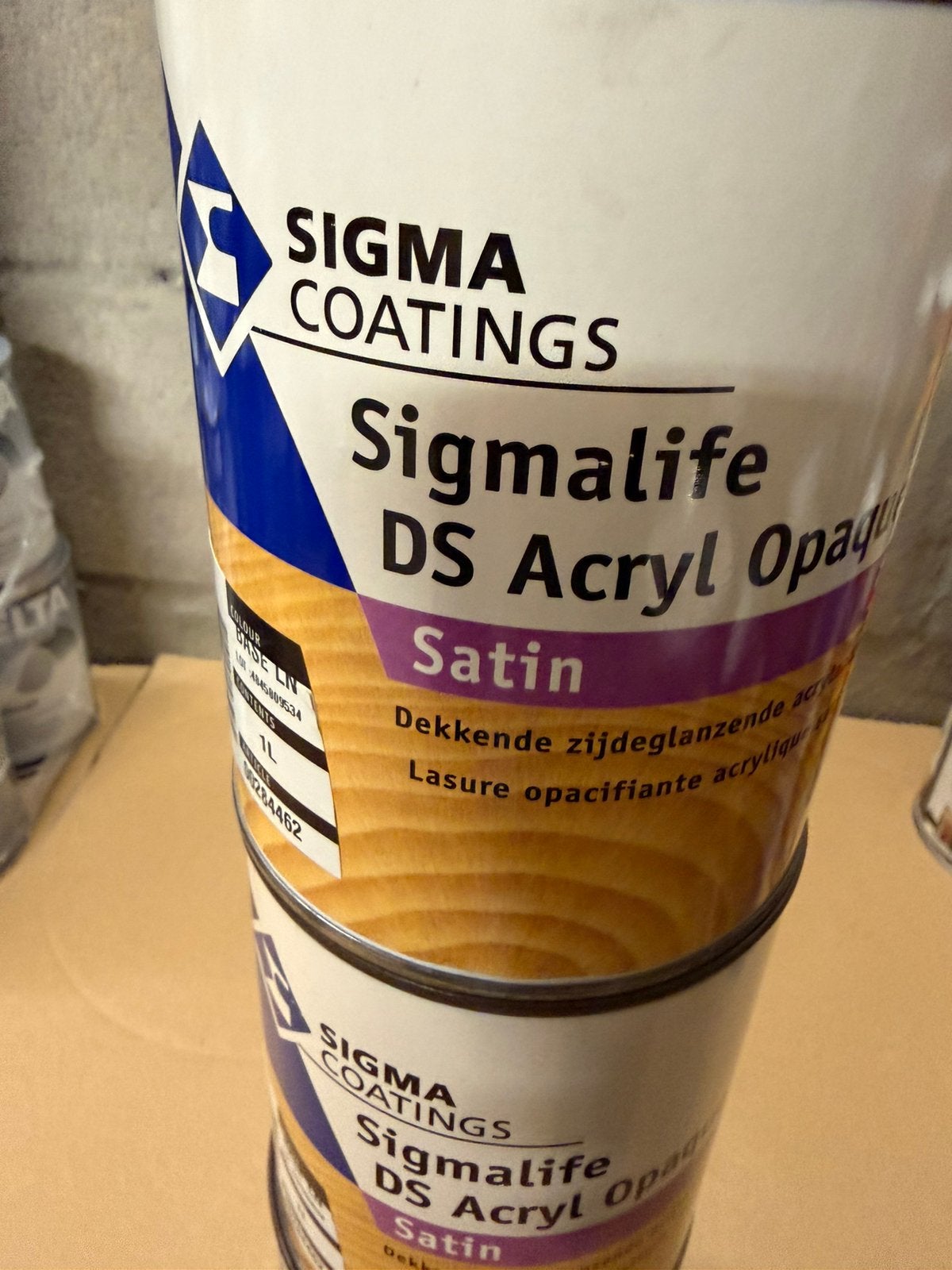 Sigma Sigmalife dekkende beits ral 9010, zuiver wit 1liter, Ophalen of Verzenden, Nieuw, Acrylverf