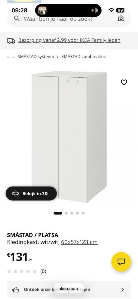 IKEA SMÅSTAD / PLATSA Kledingkast wit, Ophalen, 100 tot 150 cm, 50 tot 100 cm, Zo goed als nieuw