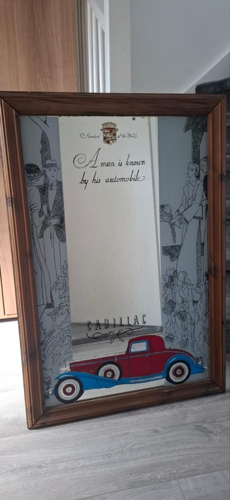 Spiegel Cadillac, Antiek en Kunst, Antiek | Spiegels, Ophalen, Rechthoekig, Minder dan 50 cm