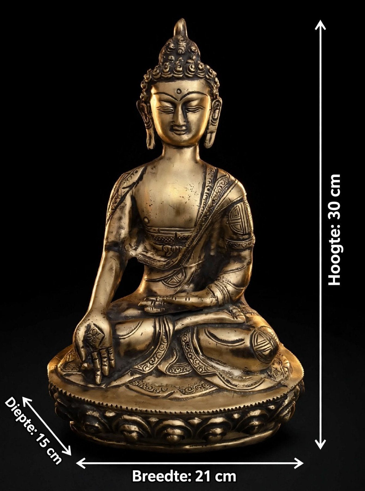 Prachtig bronzen Boeddhabeeld uit Tibet, Tibet, Handgemaakt, Goud, Ophalen of Verzenden