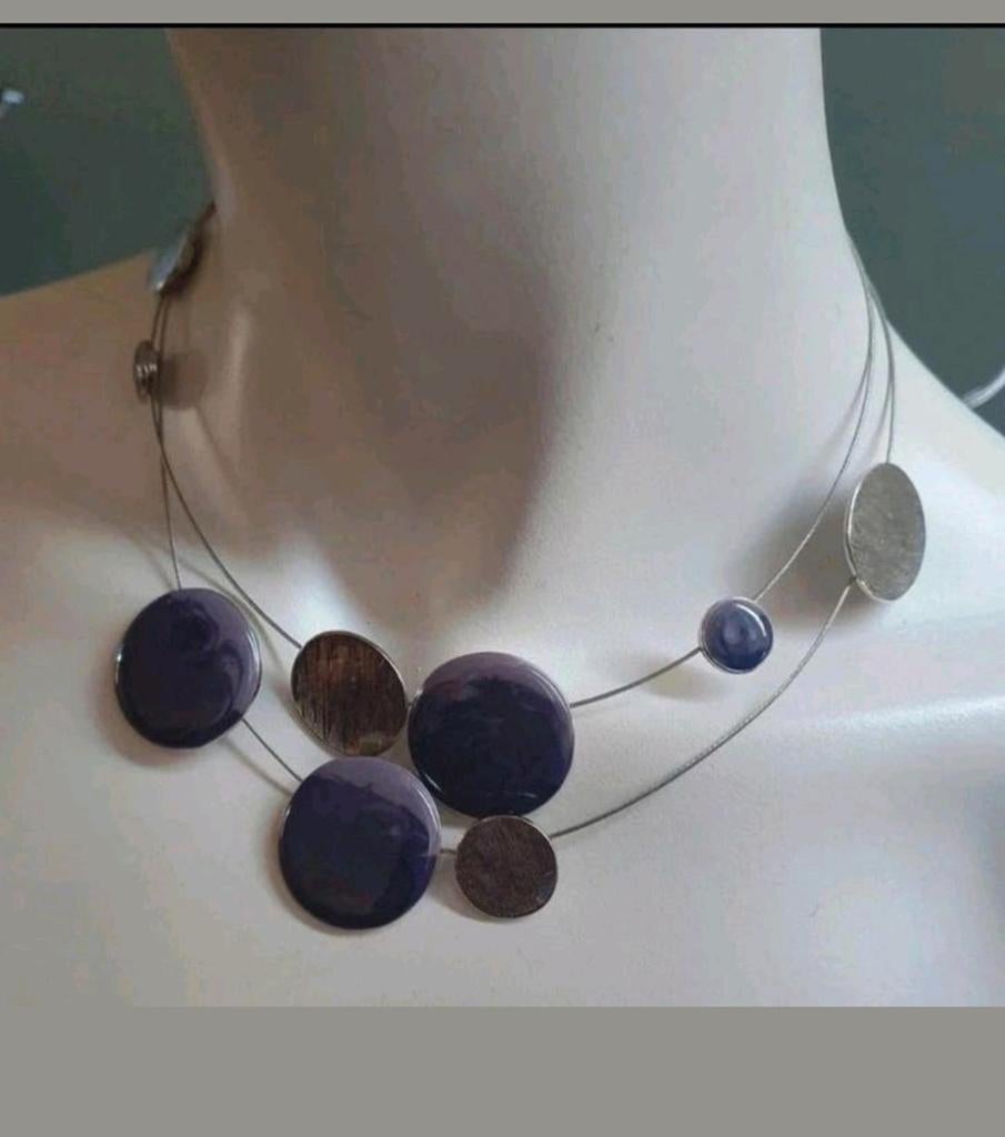 Vintage ketting paars/zilverkleurig, Ophalen of Verzenden, Zo goed als nieuw, Paars, Overige materialen