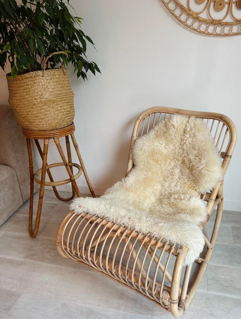 Rotan Bamboe Schommelstoel - Bohemian, Huis en Inrichting, Stoelen, Ophalen, Bruin, Riet of Rotan, Zo goed als nieuw