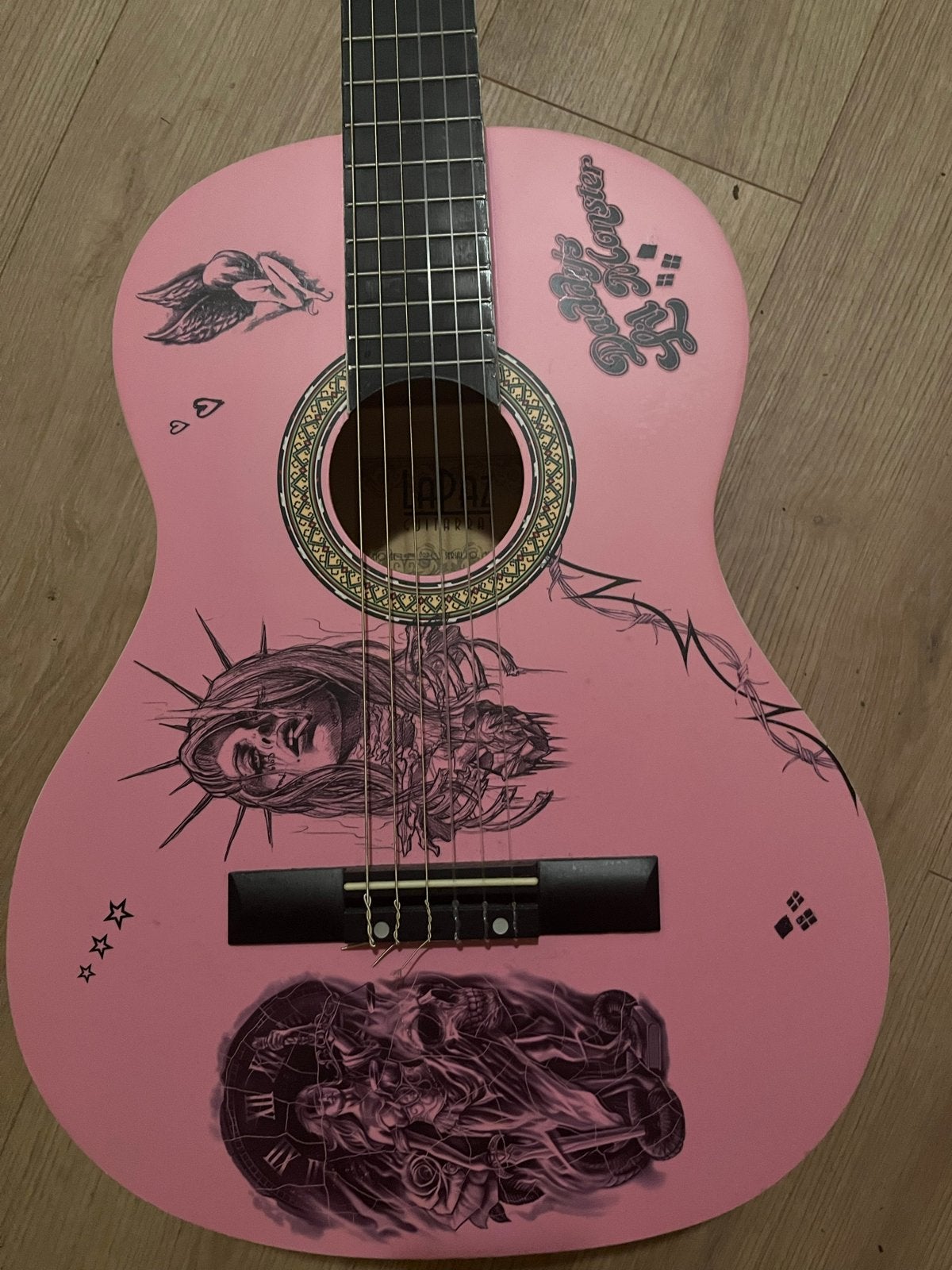 Lapaz klassieke gitaar met unieke custom artwork, Muziek en Instrumenten, Snaarinstrumenten | Gitaren | Akoestisch, Ophalen of Verzenden