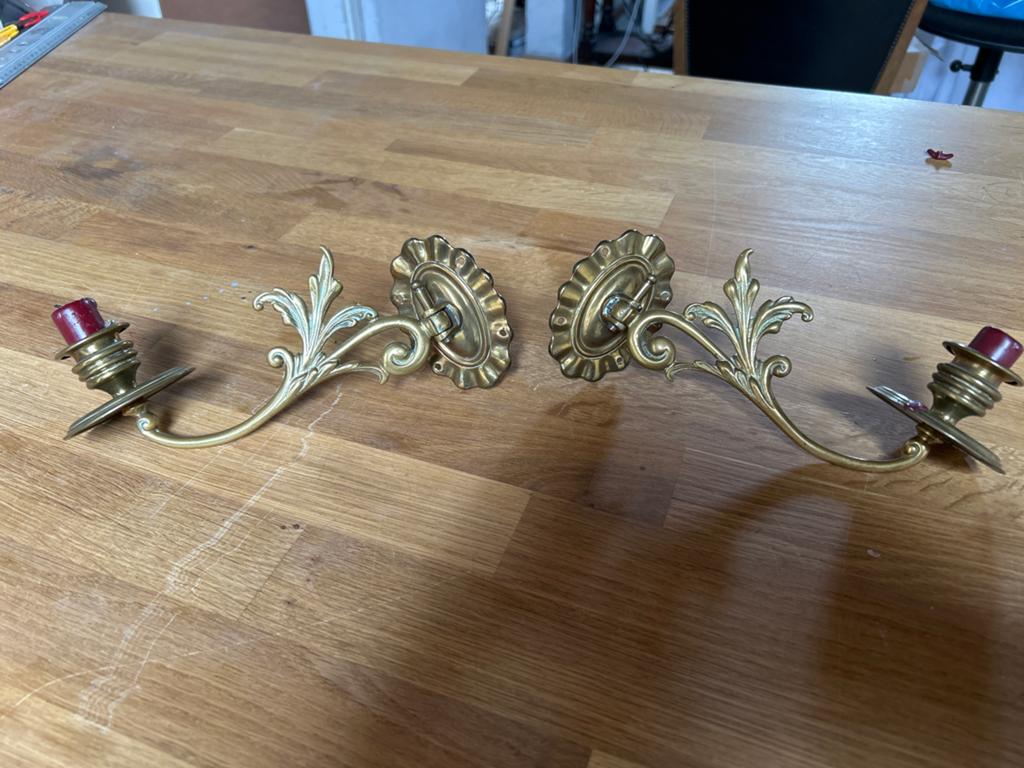 2 Antieke koperen piano kandelaars, Antiek en Kunst, Antiek | Kandelaars, Ophalen, Koper of Brons