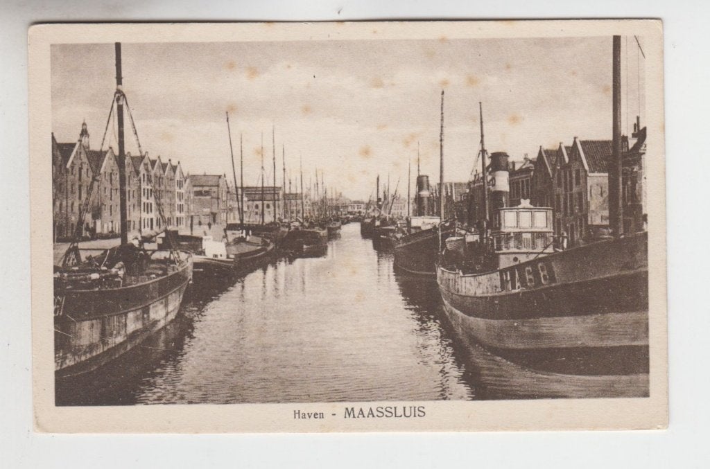 024 Maassluis Haven met Schepen Huizen B53, Verzamelen, Verzenden, 1920 tot 1940, Ongelopen, Zuid-Holland