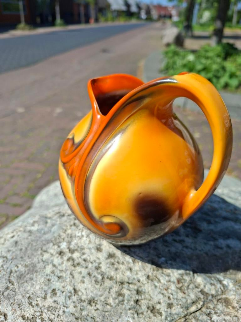 Vintage Mosa vaasje - Brocante oranje kan, Ophalen of Verzenden