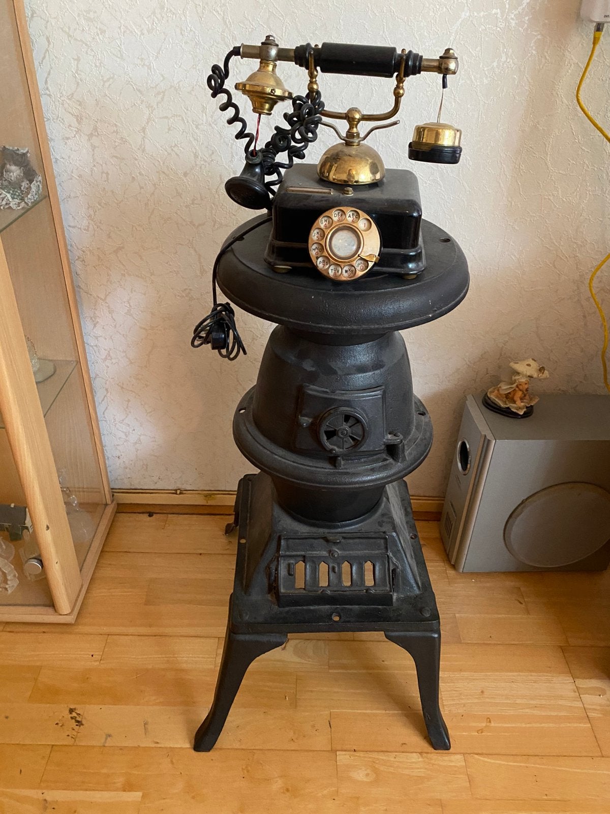 Retro telefoon, Ophalen, Zo goed als nieuw, Hout, Gaskachel