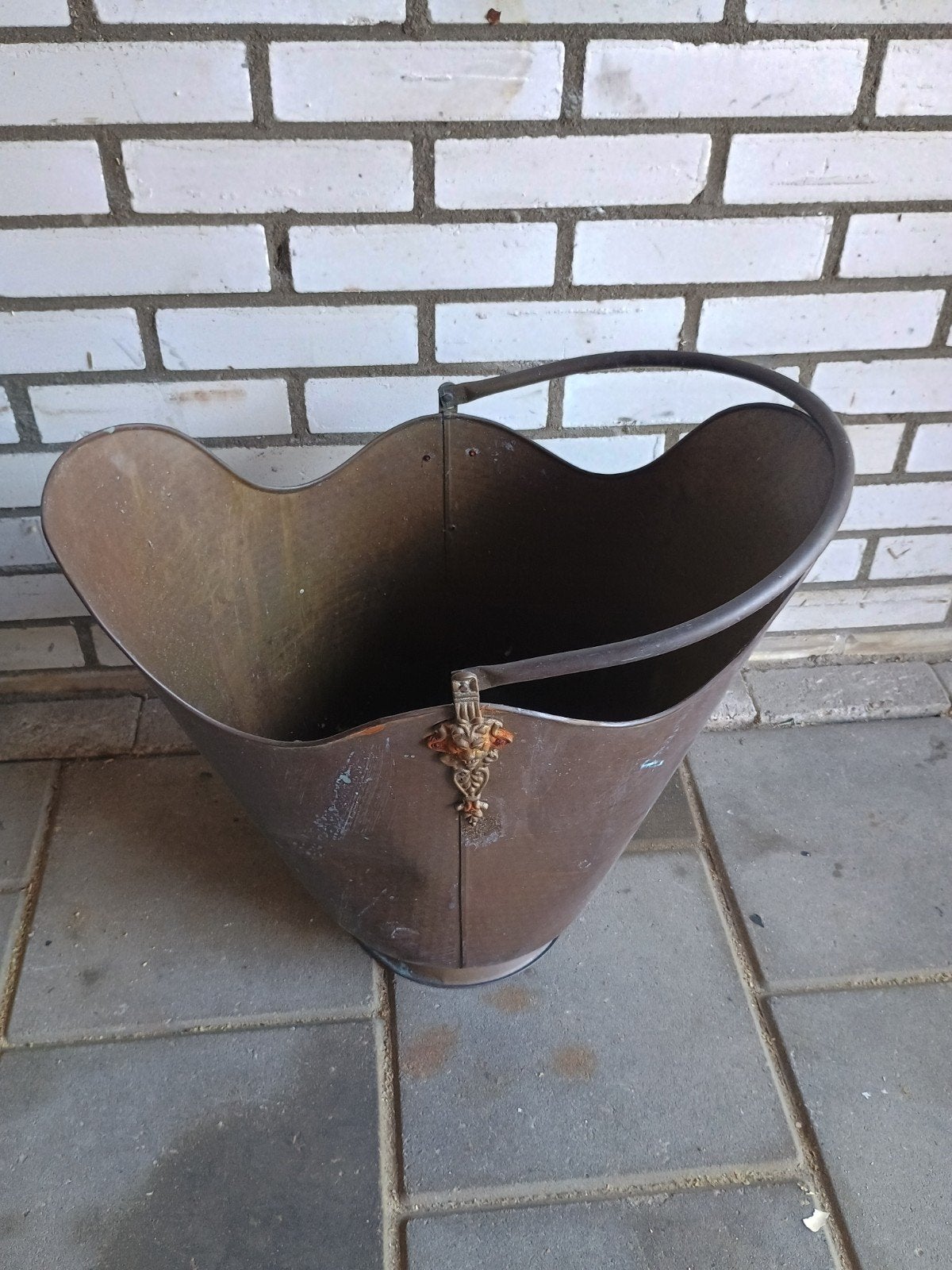 Antieke koperen kolenkit met decoratieve details, Ophalen of Verzenden