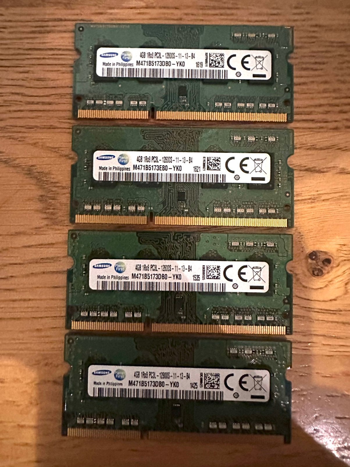 4x Samsung 4GB DDR3L Laptop Geheugen 1600MHz PC3L-12800S, Computers en Software, Gebruikt, DDR3, Ophalen of Verzenden, Laptop