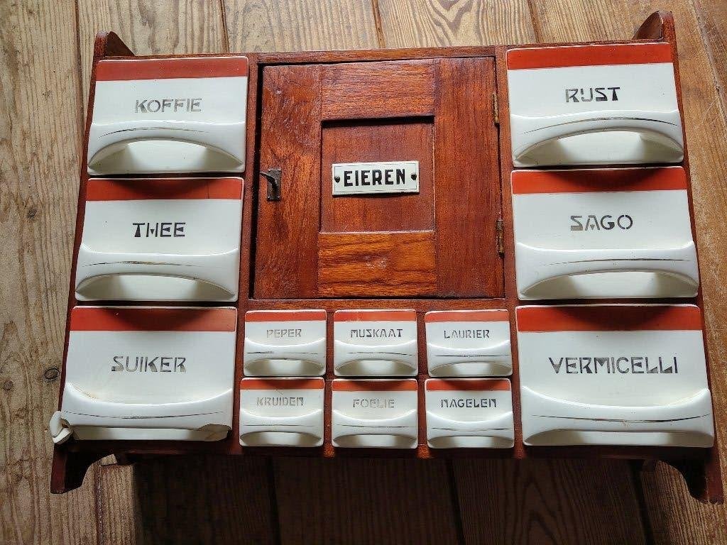 Antiek / Vintage kruideniersrek, Ophalen, Steen/keramiek, Wit, Overige typen
