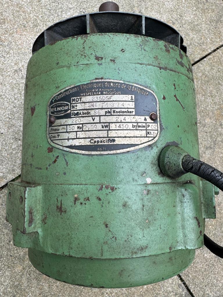 Vintage Elnor Elektromotor 0.09 kW, 1450 rpm, Ophalen of Verzenden, Gebruikt, Elektromotor, 1400 tot 1800 rpm
