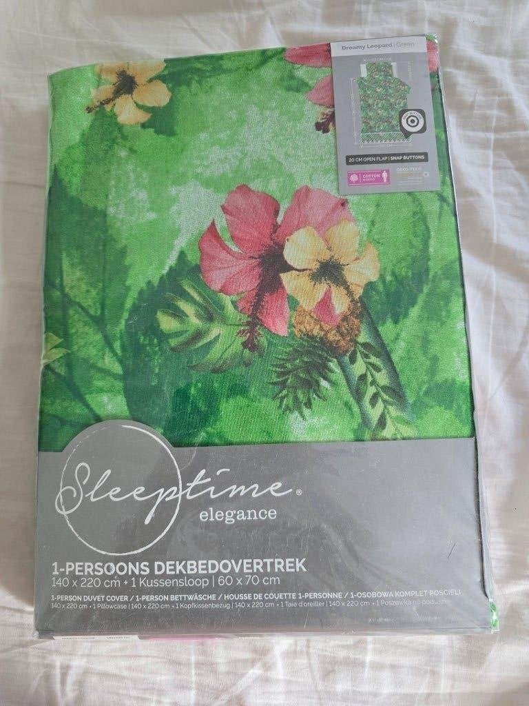 Sleeptime Elegance Dekbedovertrek Dreamy Leopard Groen, Ademend, Eenpersoons, Dekbedovertrek, Katoen
