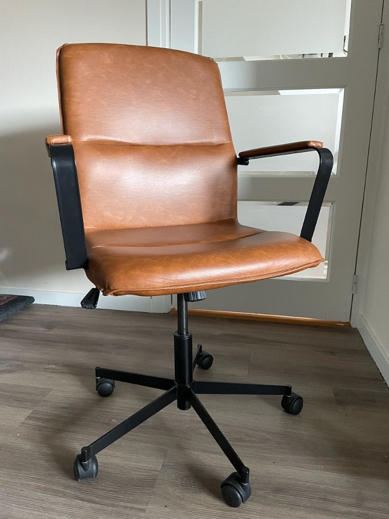 Bureaustoel cognac bruin, Huis en Inrichting, Ophalen, Gebruikt, Bruin, Bureaustoel