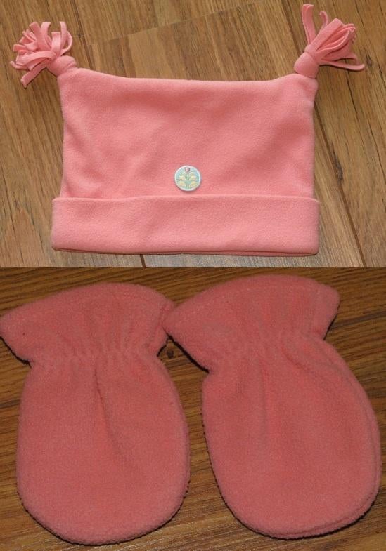 Mothercare meisjes fleece winterset wanten + muts maat 62-68, Kinderen en Baby's, Babykleding | Mutsen, Sjaals en Wanten, Maat 62