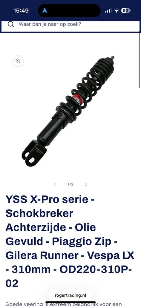 Yss schokbreker 310mm Piaggio, Ophalen of Verzenden, Zo goed als nieuw, Uitlaat, Piaggio